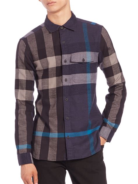 burberry sky blue shirt|burberry flannel shirt men's.